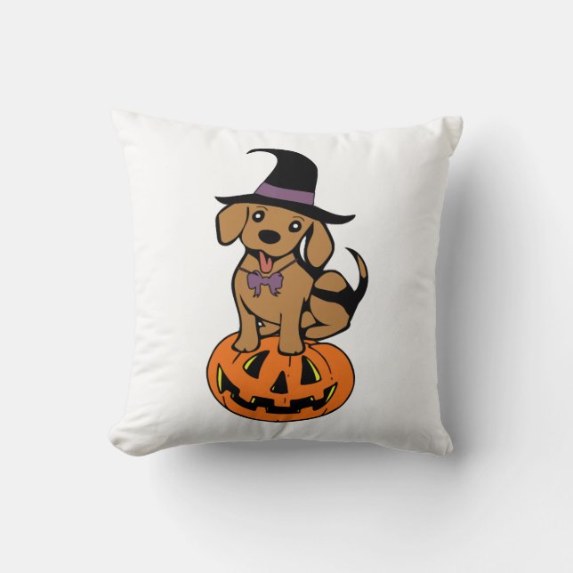 dog halloween pumpkin face cushion (Front)