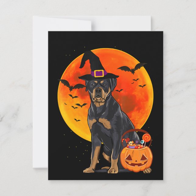 dog halloween rottweiler jack o lantern pumpkin invitation (Front)