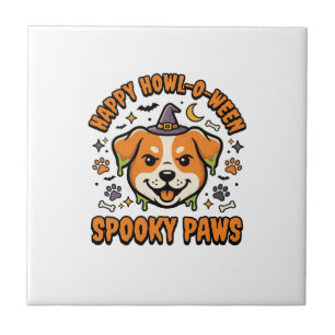 Dog Halloween Spooky Paws Tile