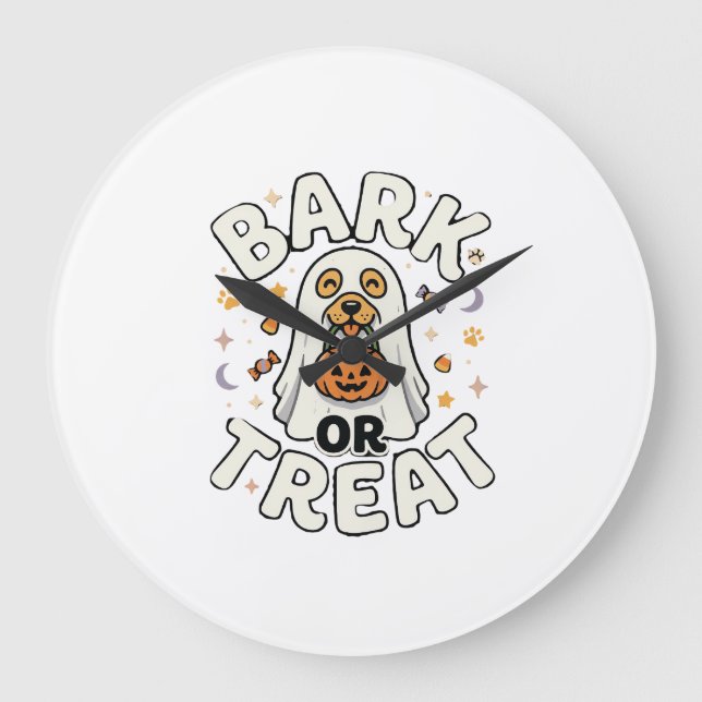 Dog Halloween Treat Squad Large Clock (Front)