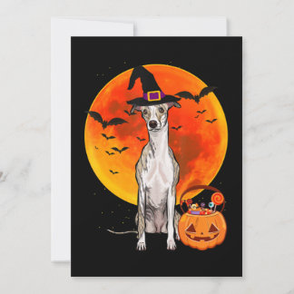 Dog Halloween Whippet Jack O Lantern Pumpkin Holiday Card