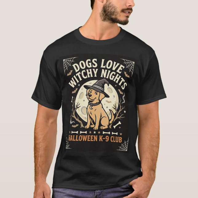 Dog Halloween Witch Moon T-Shirt (Front)
