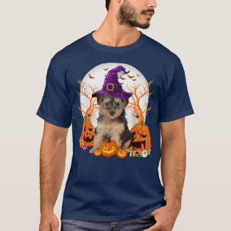 Dog Halloween Yorkipoo Dog Jack O Lantern Pumpkin  T-Shirt
