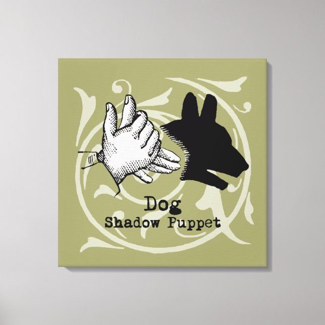 Dog Hand Puppet Shadow Games Vintage Canvas Print (Front)