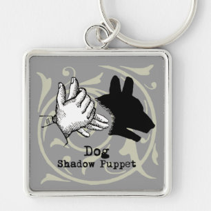 Dog Hand Puppet Shadow Games Vintage Key Ring