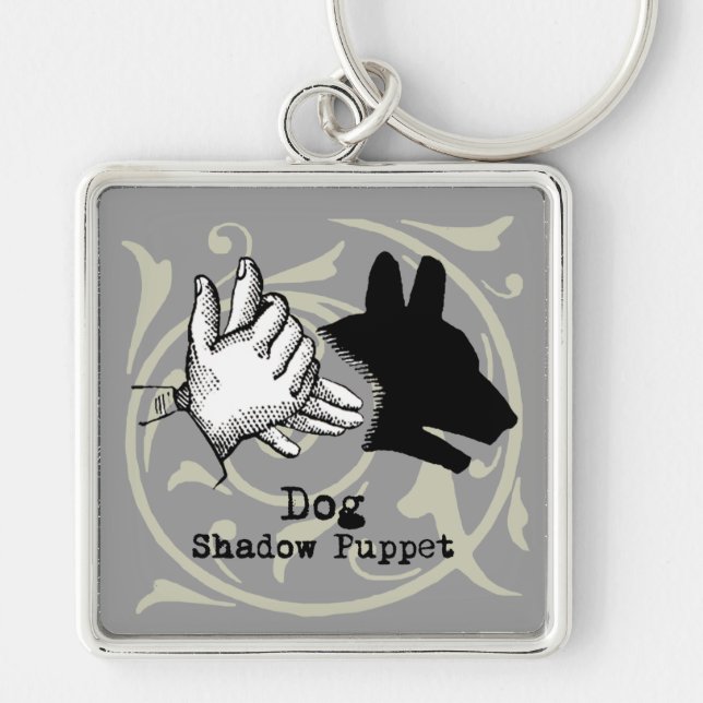 Dog Hand Puppet Shadow Games Vintage Key Ring (Front)
