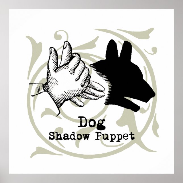 Dog Hand Puppet Shadow Games Vintage Poster (Front)