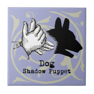 Dog Hand Puppet Shadow Games Vintage Tile