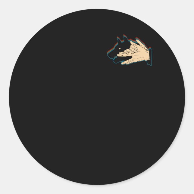 Dog Hand Shadow On Pocket Making Shadow Puppets St Classic Round Sticker (Front)