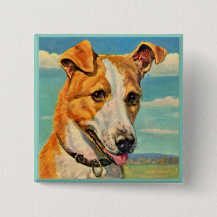 dog handsome dog 15 cm square badge