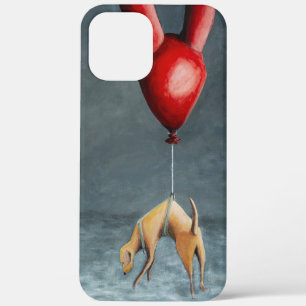 Dog hanging from a red balloon. iPhone 12 pro max case