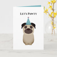 Dog Happy Birthday Card, Let's Pawty Pug