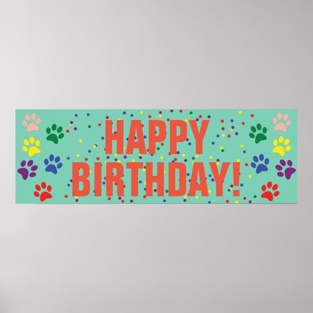 Dog Happy Birthday party banner poster (Front)