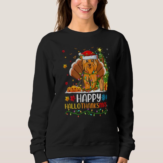 Dog   Happy Yorkshire Terrier Dog Hellothanksmas Sweatshirt (Front)