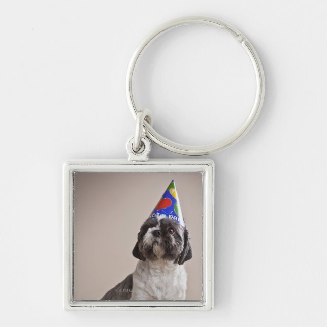Dog having birthday key ring (Front)