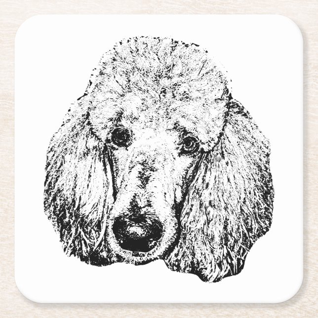 Dog Head Coaster – Minimalist Black Ink Design (Front)