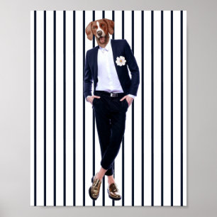 Dog Head Human Body  Poster