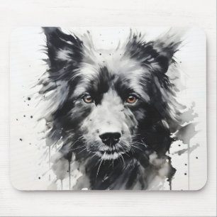 Dog Head Ink Painting Mouse Mat