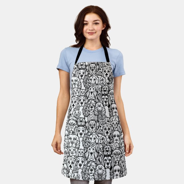 Dog Head Pattern Apron (Worn)