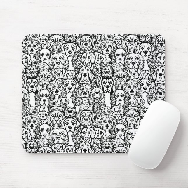 Dog Head Pattern Mouse Mat (With Mouse)