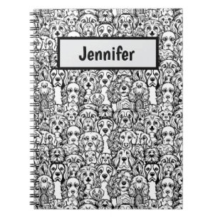 Dog Head Pattern Personalised Notebook