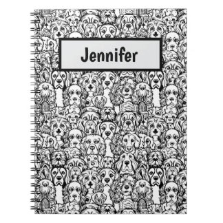 Dog Head Pattern Personalised Notebook