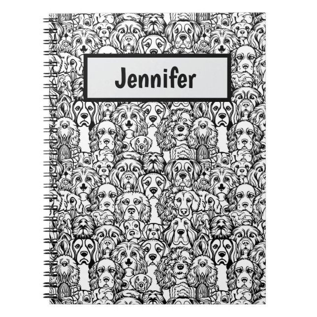 Dog Head Pattern Personalised Notebook (Front)