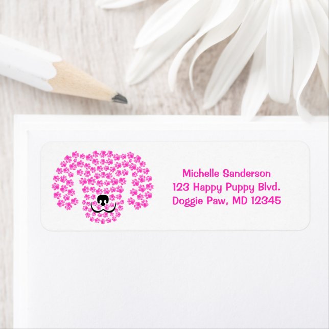 Dog Head Pawprints / Hot Pink and White / (Insitu)