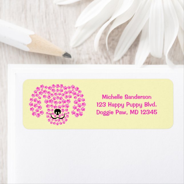 Dog Head Pawprints / Hot Pink & Pastel Yellow / (Insitu)