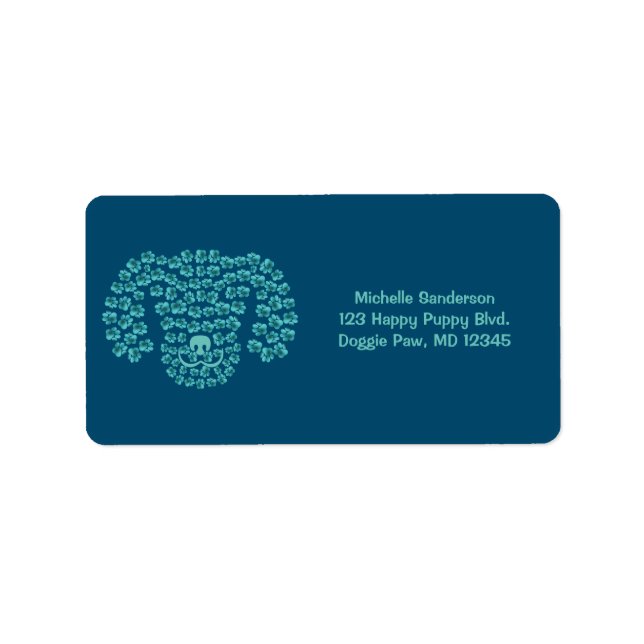 Dog Head Pawprints / Teal Blue & Ocean Blue / Label (Front)