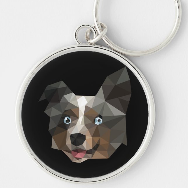 Dog Head Polygonal Design Key Ring (Front)