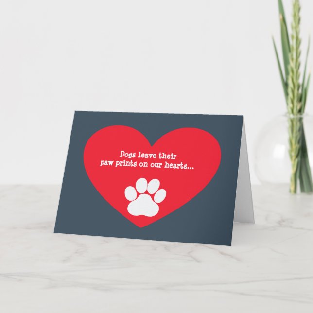 Dog Heart and Pawprint Sympathy Card (Front)