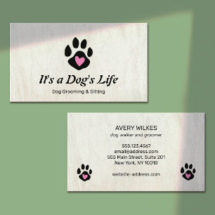 Dog Heart Paw Pet Sitting and Grooming Services Business Card