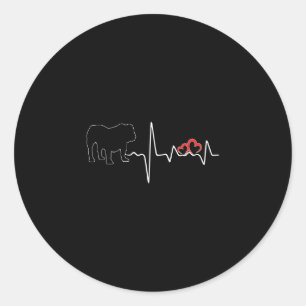 Dog Heartbeat Love For Dogs Lover Bulldog  Classic Round Sticker