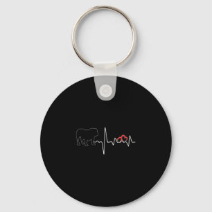 Dog Heartbeat Love For Dogs Lover Bulldog Key Ring