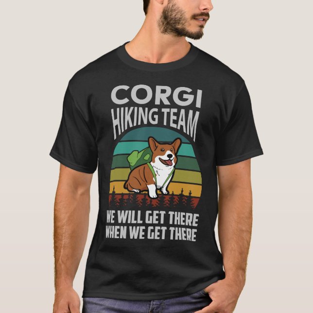 Dog  Hiking Corgi Hiking Team T-Shirt (Front)