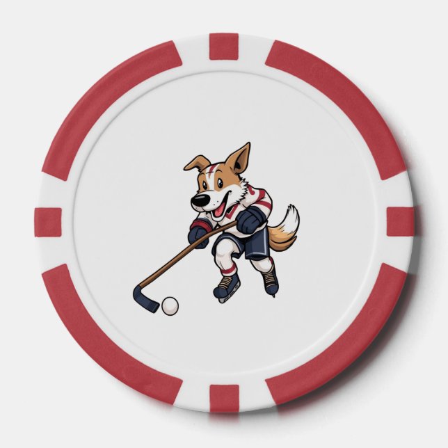 Dog Hockey Player Poker Chips (Front)