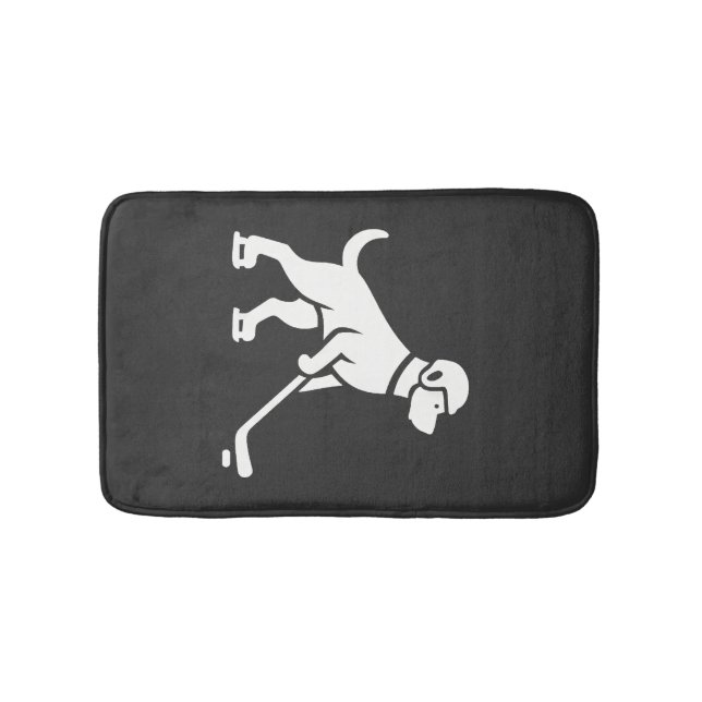 Dog Hockey Player Silhouette  Bath Mat (Front)