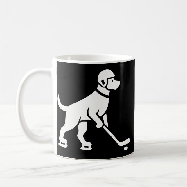 Dog Hockey Player Silhouette  Coffee Mug (Left)
