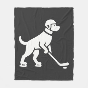 Dog Hockey Player Silhouette  Fleece Blanket