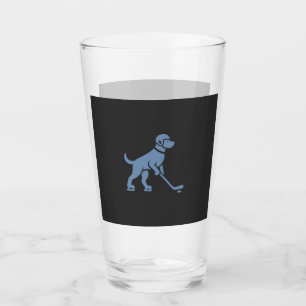 Dog Hockey Player Silhouette Glass