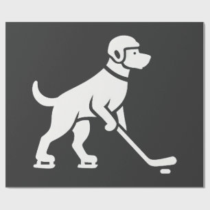 Dog Hockey Player Silhouette  Wrapping Paper