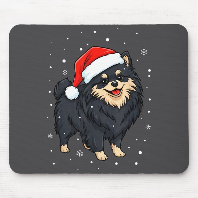 Dog Holiday Meranian Dog Santa Illustration - Fluf Mouse Mat (Front)