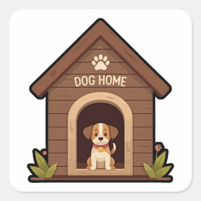 Dog Home Sticker with Black outline  (Front)