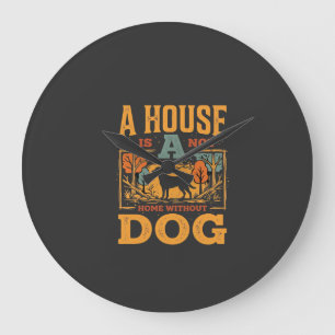 Dog Home Vintage House Large Clock