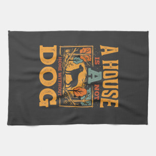 Dog Home Vintage House Tea Towel