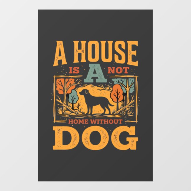 Dog Home Vintage House Window Cling (Sheet)