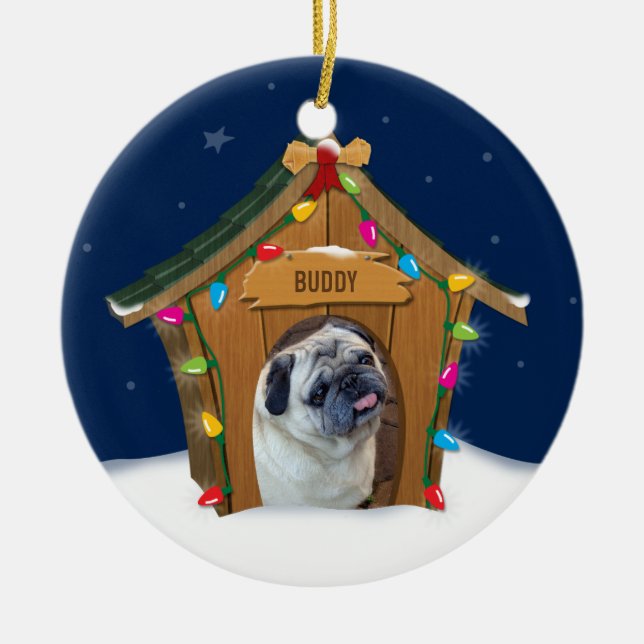 Dog House Christmas Ceramic Tree Decoration (Front)