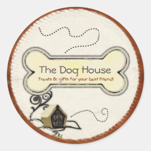 Dog House PET TREATS GIFTS BUSINESS Classic Round Sticker