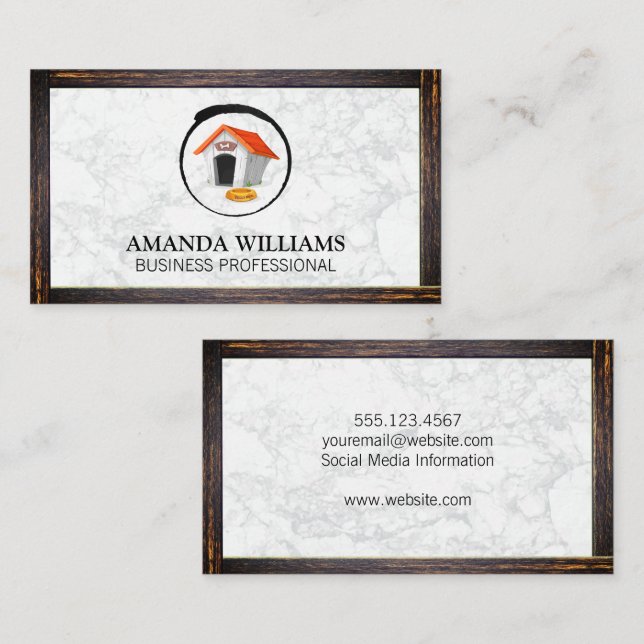 Dog House | Wood Border Business Card (Front/Back)